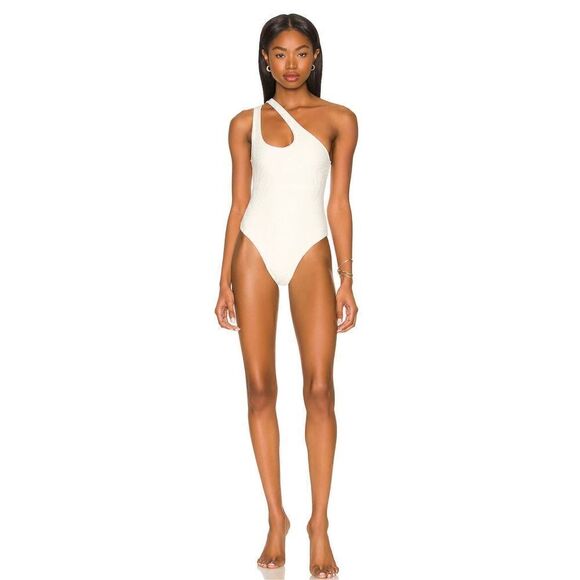 L Space Phoebe White One Shoulder One Piece Bathing Suit - Picture 1 of 6